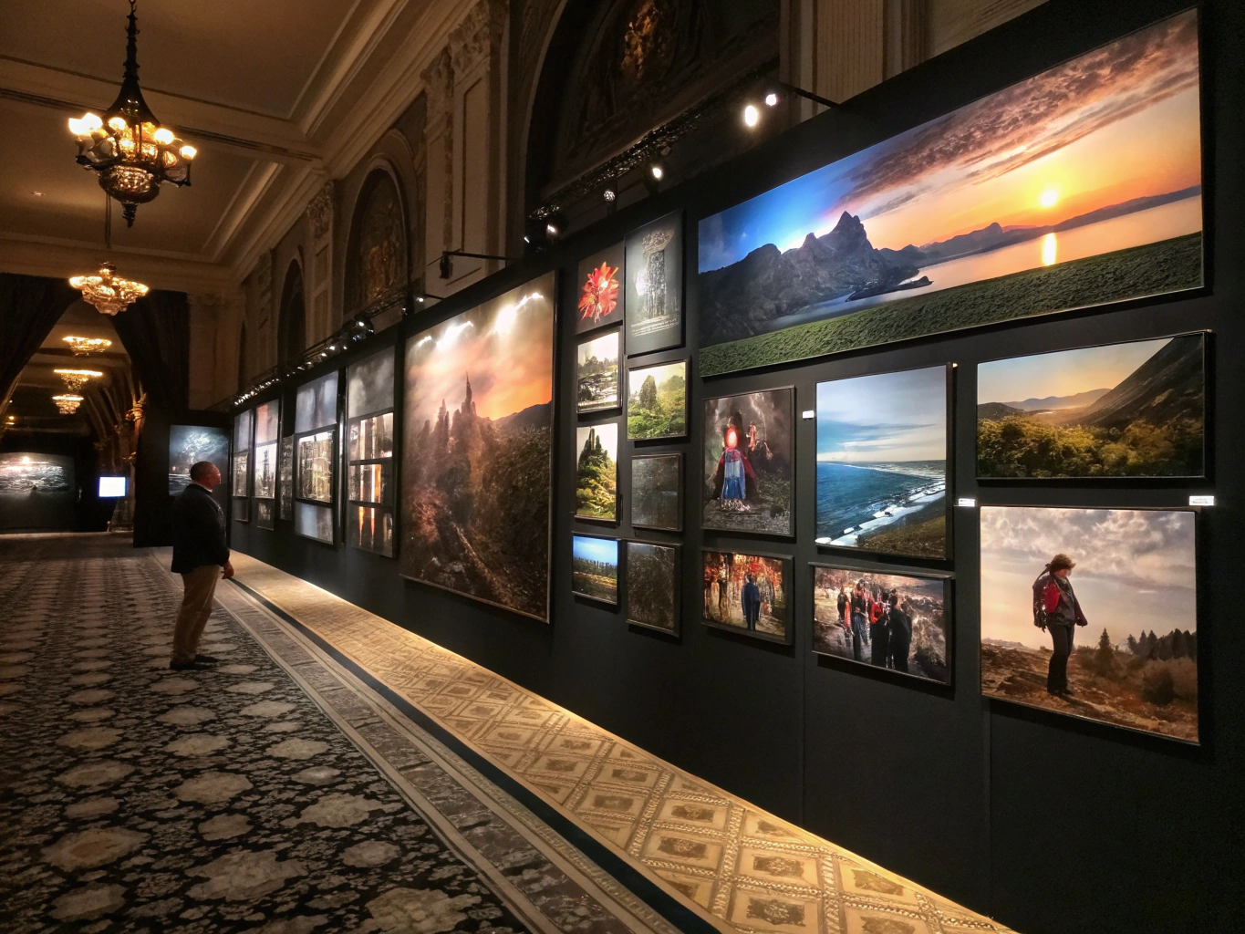 Curated gallery wall displaying landscape photography prints